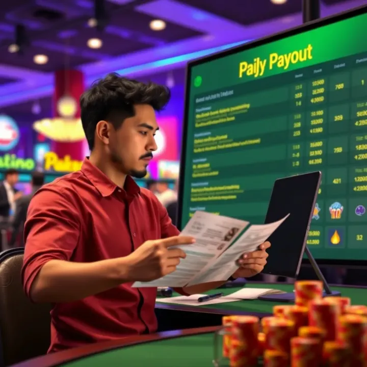 Illustration of a player reviewing eligibility criteria and payout terms on a gaming platform