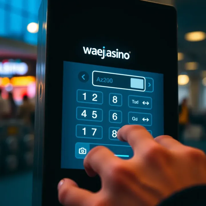 Illustration of a digital keypad with a booking code being typed on a screen