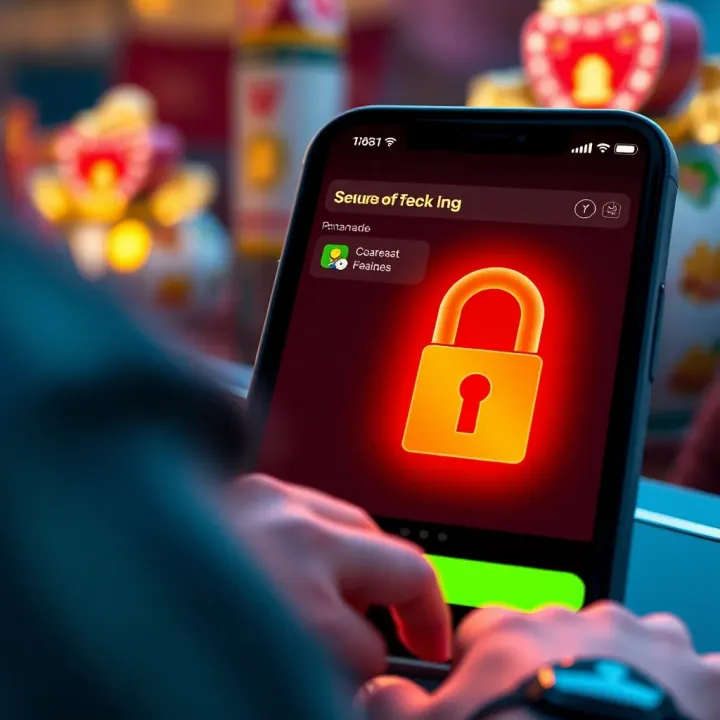 Secure transaction screen illustrating payment options and data protection features in Wajecasino app