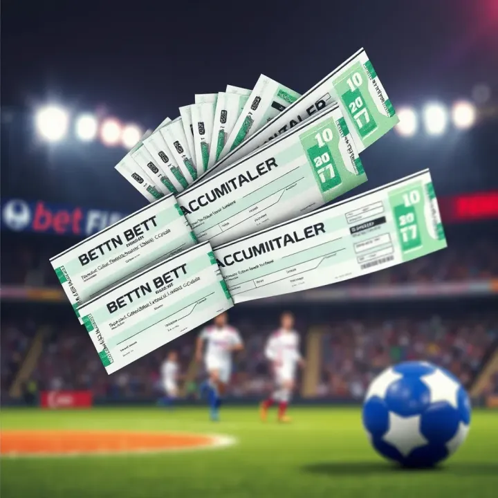 Graphic showing multiple betting slips linked together symbolizing accumulator bets