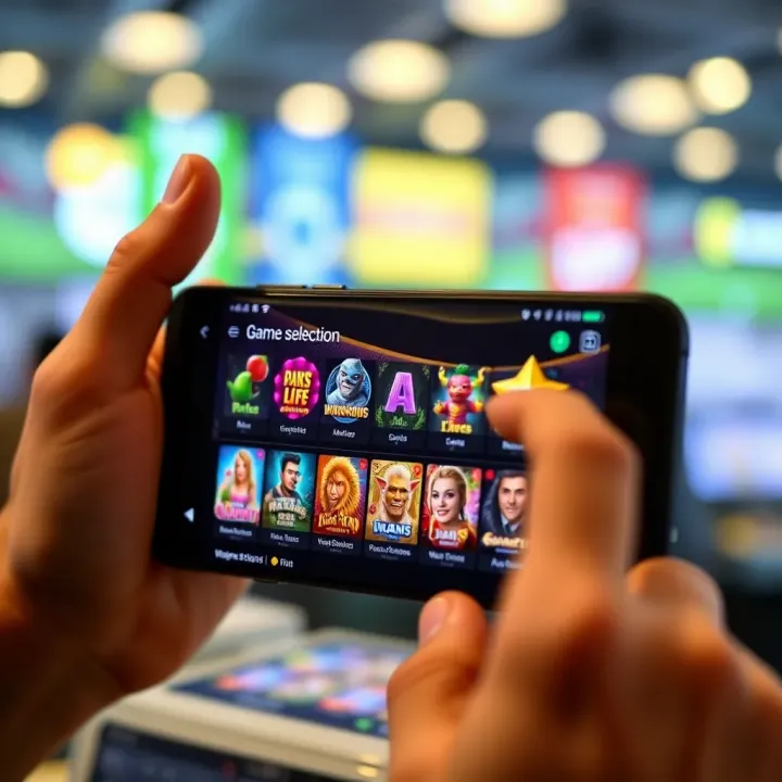 Interface of Wajecasino app showing game selection screen on mobile device