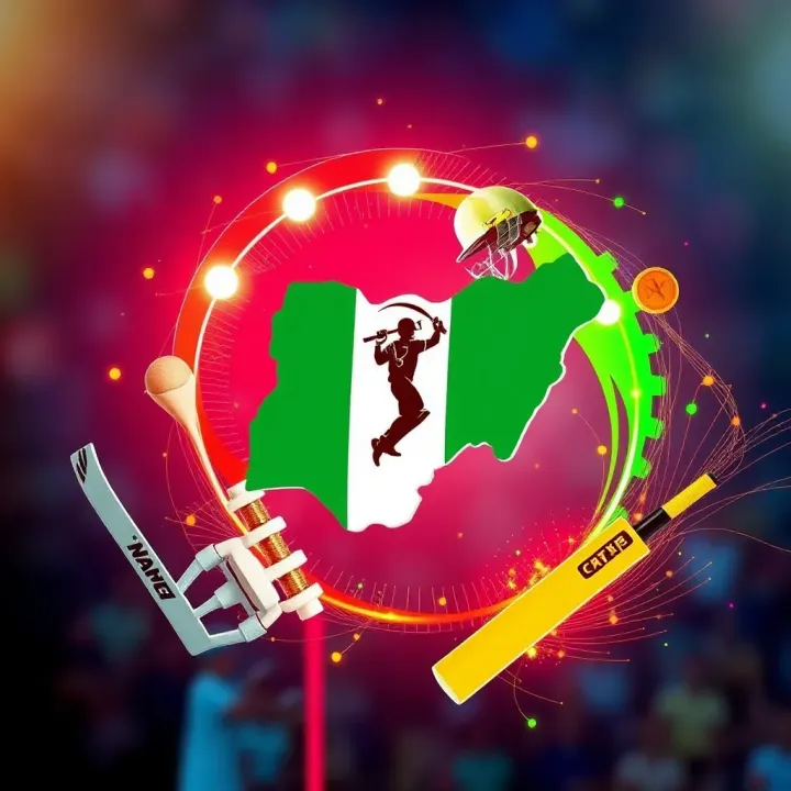 Conceptual graphic showing Nigeria and cricket elements symbolizing IPL betting connection