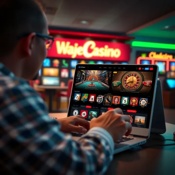 Engaging User Experience on Old Shop Wajecasino Illustration of user interaction with online casino features highlighting seamless navigation and engaging experience