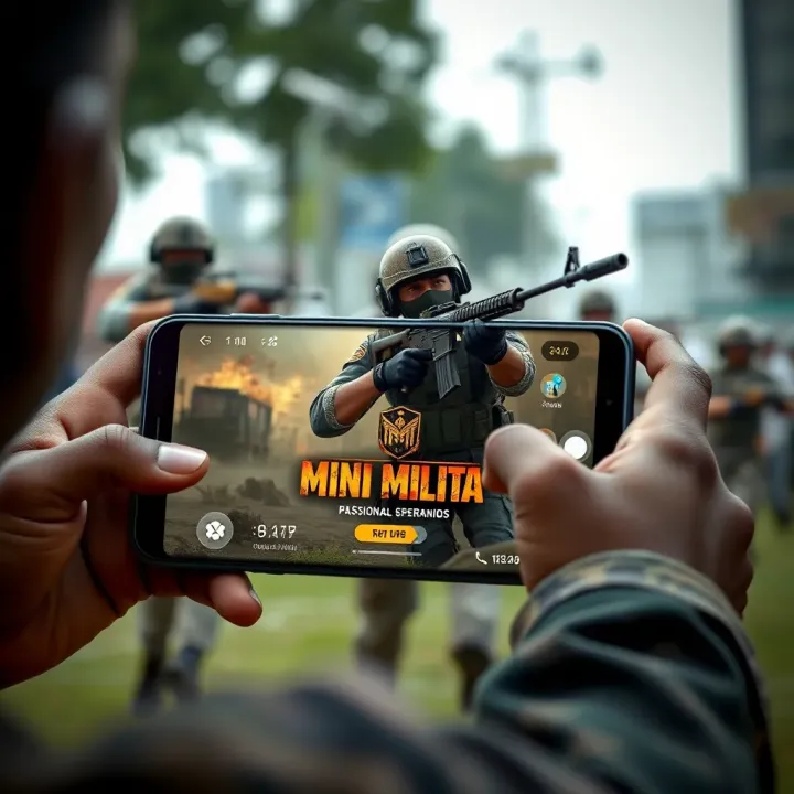 Illustration of secure download and installation process for Mini Militia APK on an Android phone