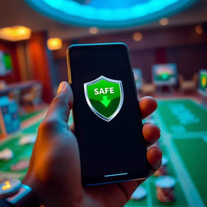 Ensuring Safe and Secure WajeCasino Download on Android Secure Android device with green shield icon signifying safe download of gaming application