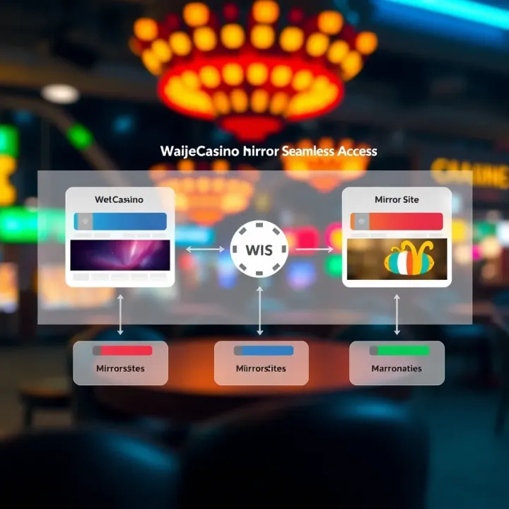Diagram showing the connection between original WajeCasino site and multiple mirror sites for uninterrupted access in Nigeria