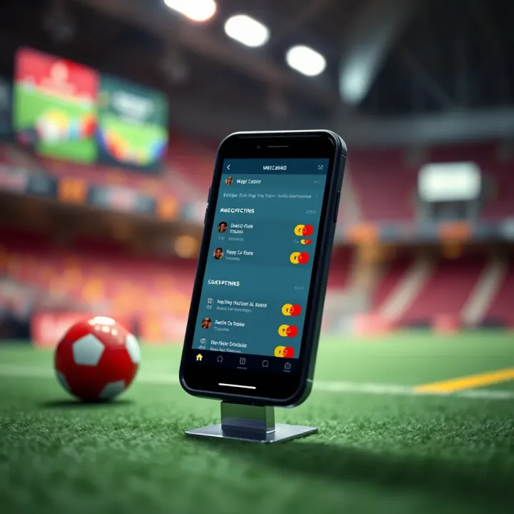Mobile phone displaying WajeCasino's classic mobile booking interface with betting options