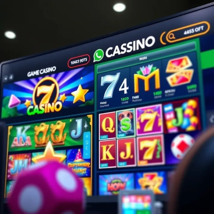 Colorful online casino interface displaying slot games and betting options