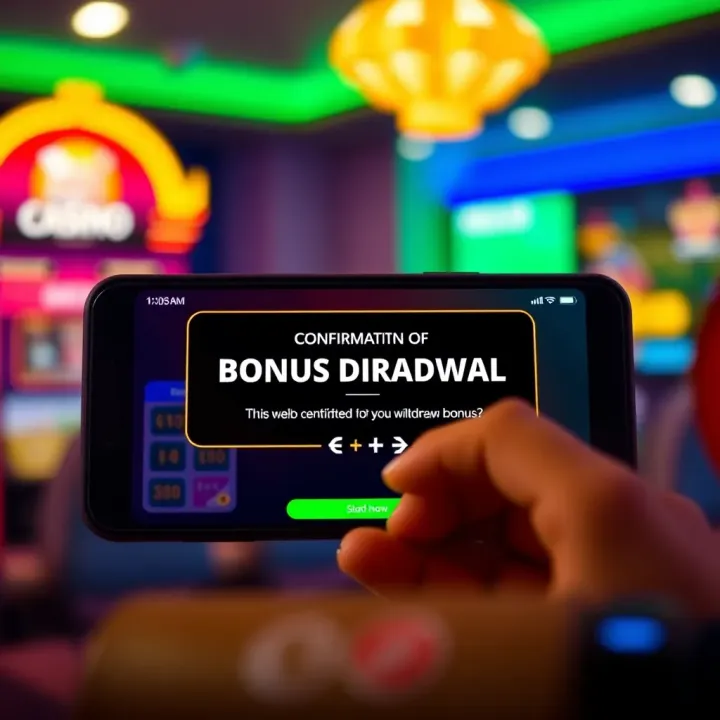 Confirmation of Bonus Withdrawal at Wajecasino Visual representation of a casino bonus withdrawal showing confirmation on a mobile device with currency symbols