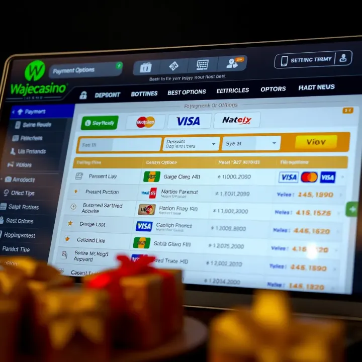 Wajecasino online betting platform showing various payment options available for Nigerian users