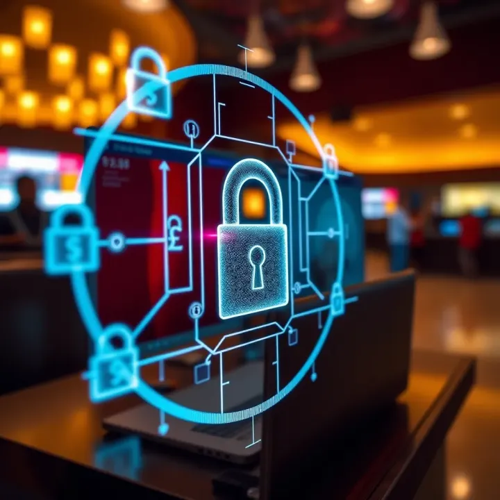Conceptual illustration of secure online banking with digital locks and currency symbols