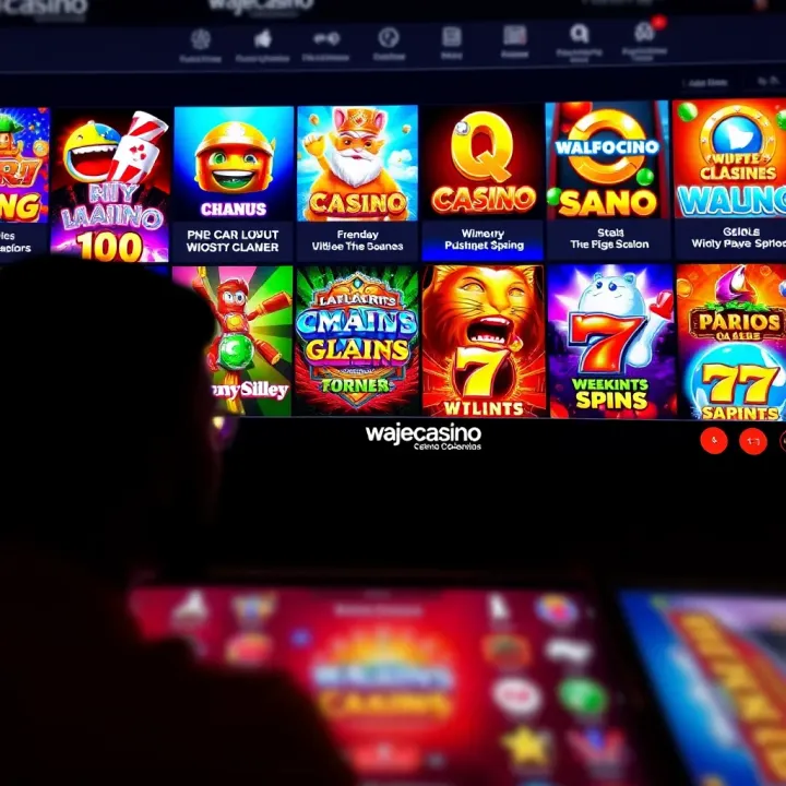 Variety of Games Offered by Wajecasino Casino Colorful display of various casino games available on Wajecasino platform interface