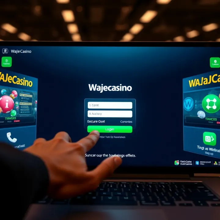 User entering login credentials on WajeCasino platform in Nigeria