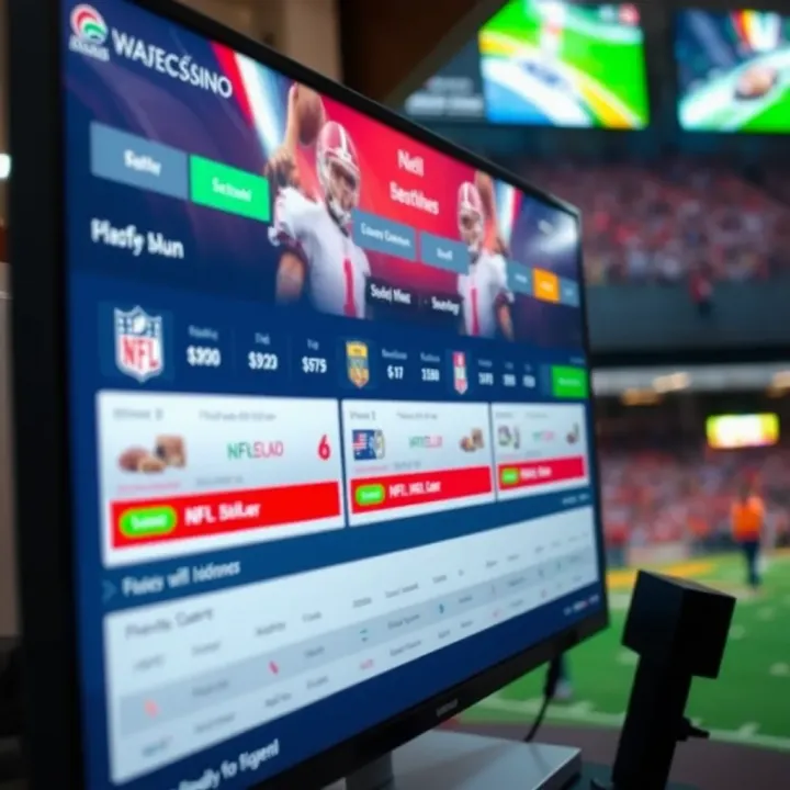 Screenshot of WAJECasino platform displaying NFL betting options with Nigerian currency