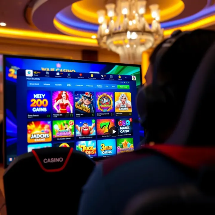 Online casino interface displaying various game options with vibrant graphics