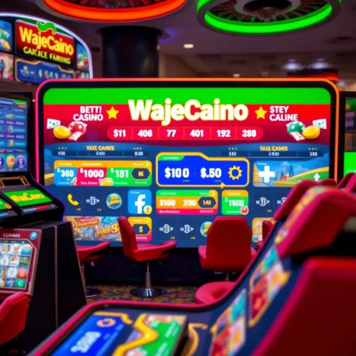 Colorful digital casino interface featuring slot games and interactive betting options