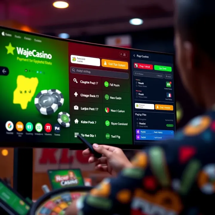 Wajecasino Payment Options for Nigerian Gamers User navigating Wajecasino online platform with Nigerian naira payment options displayed