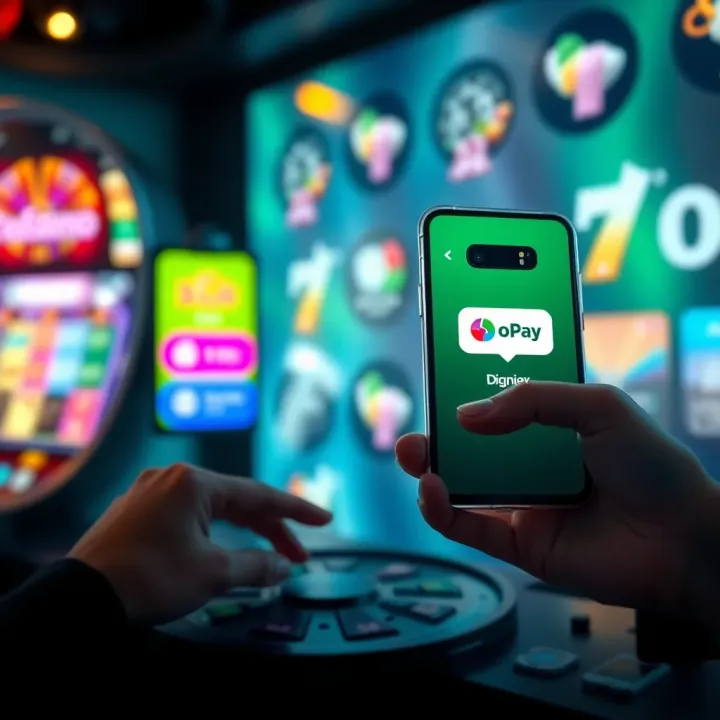 Secure Transfer from WajeCasino to OPay Wallet Digital depiction of secure online money transfer between gaming platform and mobile wallet