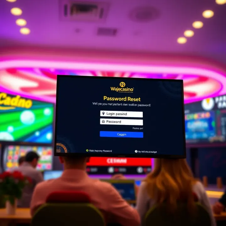 Secure login screen with password reset confirmation on online casino platform