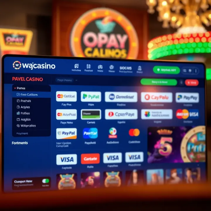 Wajecasino online platform showing various payment options including digital wallets