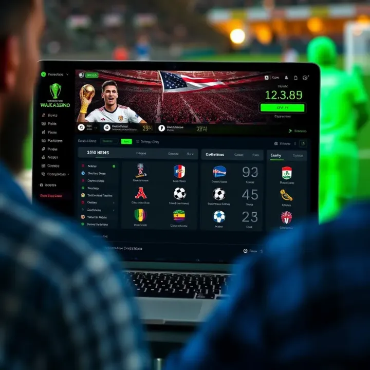 Wajecasino platform interface displaying football betting options and risk management tools