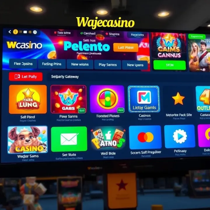 Online casino interface showing various game options and secure payment gateway icons