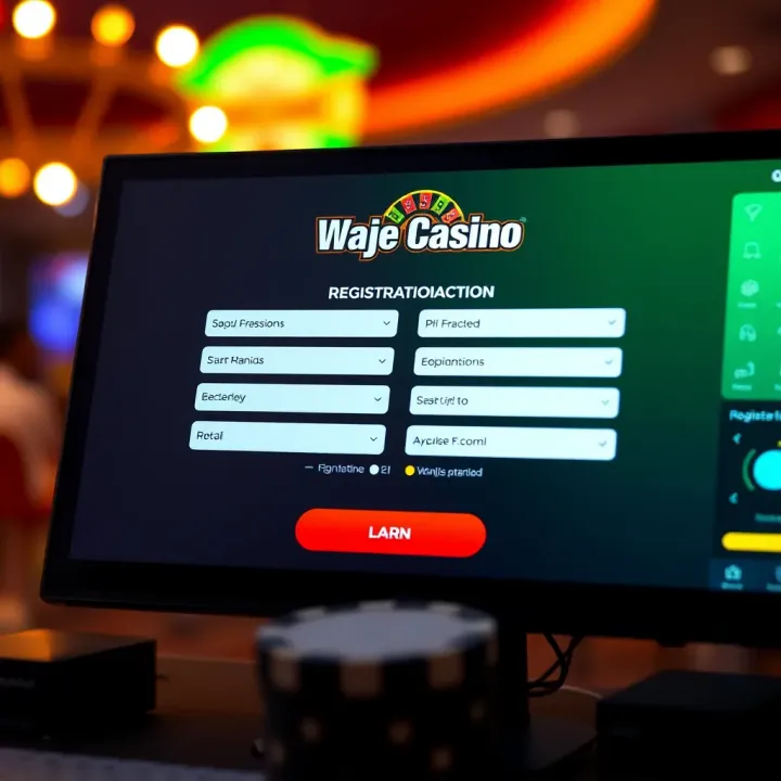 Screenshot of WajeCasino registration form with fields for user details