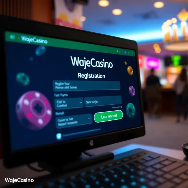User interface showing registration form on WajeCasino platform with clear fields for input