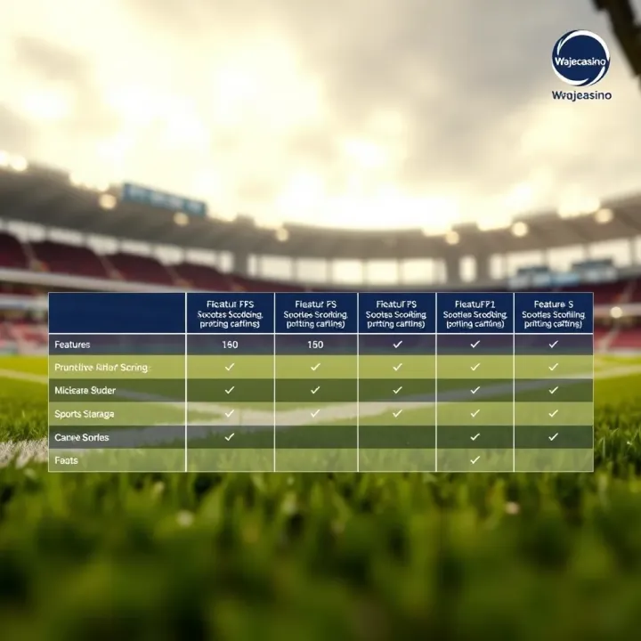 Comparison chart highlighting features of Wajecasino scoreline against other sports score tracking services