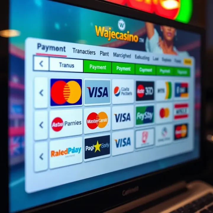 Secure payment methods displayed on a screen for online casino transactions