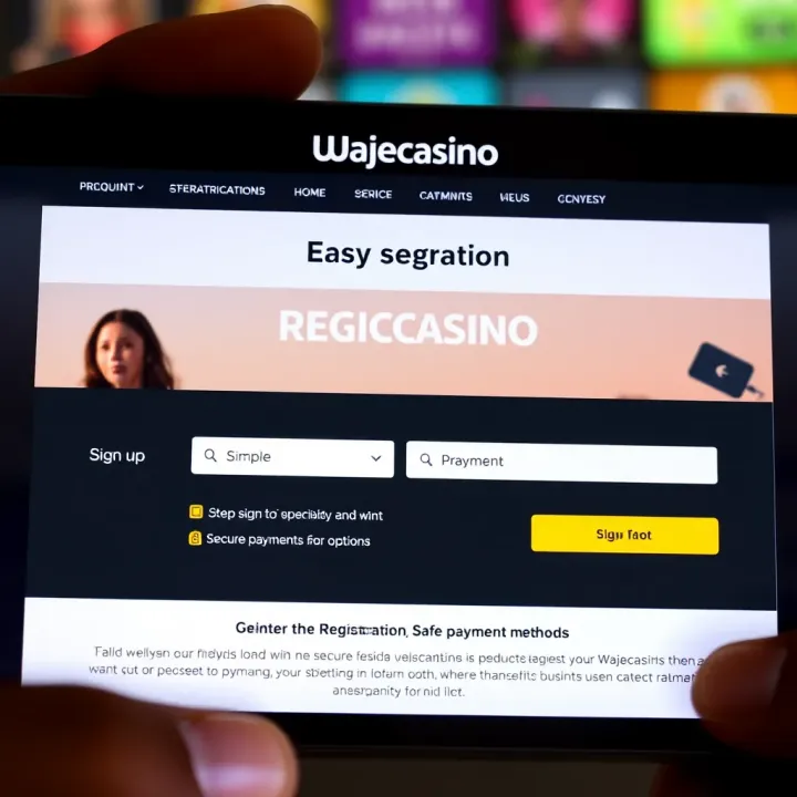 User-friendly Wajecasino registration screen highlighting simple sign-up fields and secure payment options