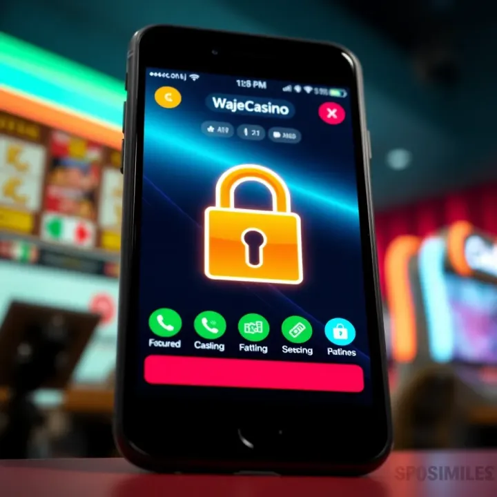 Secure online casino app interface with lock symbol representing data protection