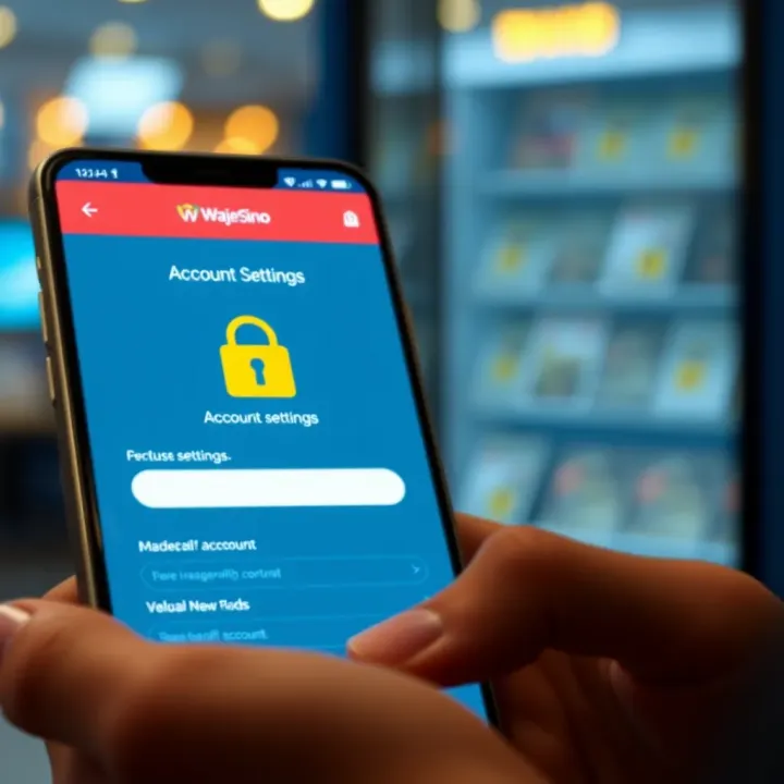 Account Management and Security on Wajecasino Shop Mobile User managing account settings on Wajecasino Shop mobile platform with security icons visible