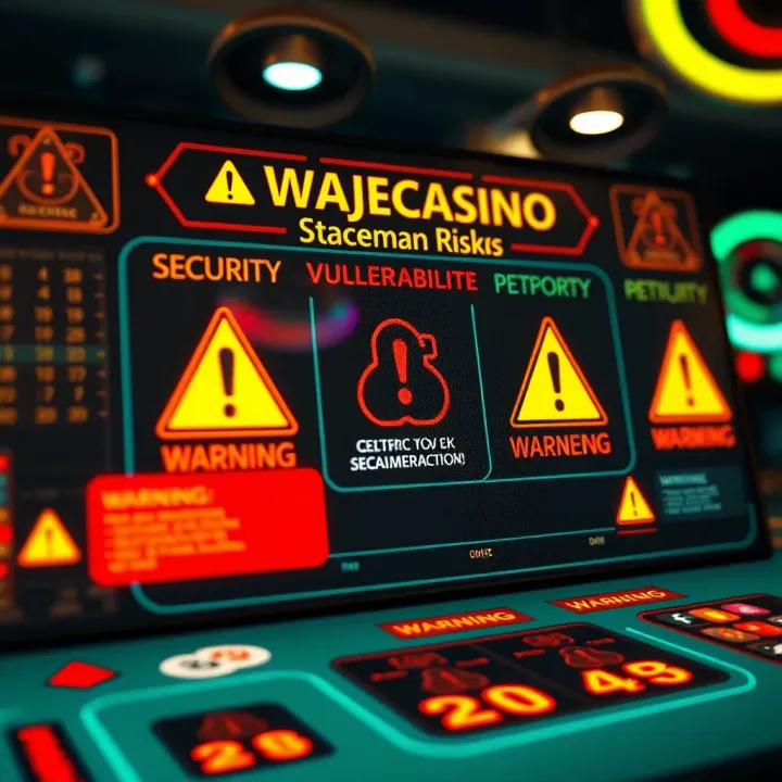 Illustration showing a digital casino interface with security warning symbols highlighting vulnerabilities