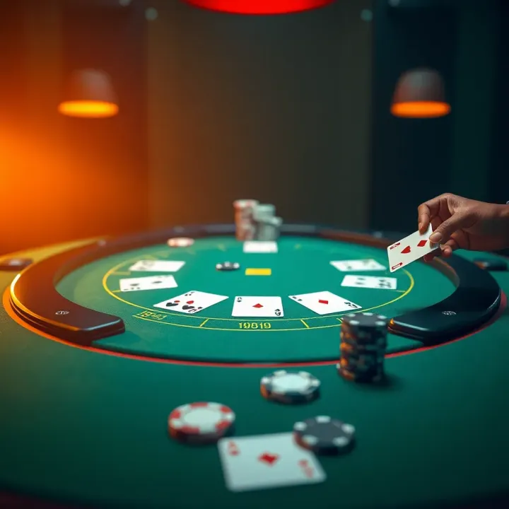 Digital poker table interface on WajeCasino displaying Texas Hold'em gameplay with poker chips and cards