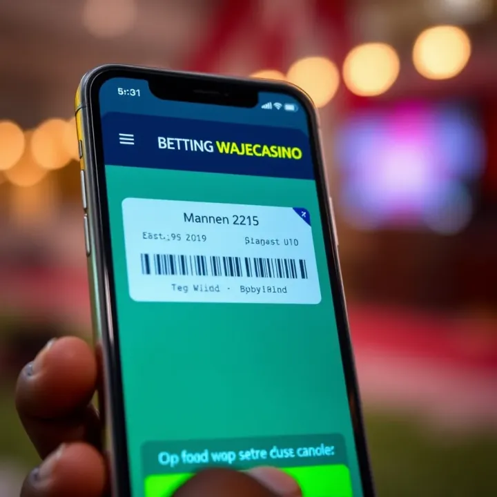 Mobile phone displaying Wajecasino USSD code interface for betting